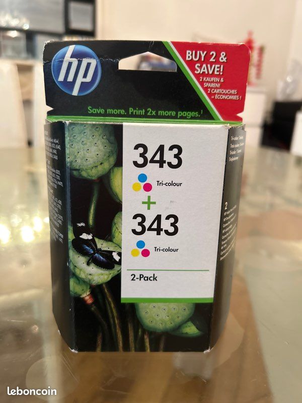 Cartouche HP 343 tri-coulour + 343 tri-colour (image 1)