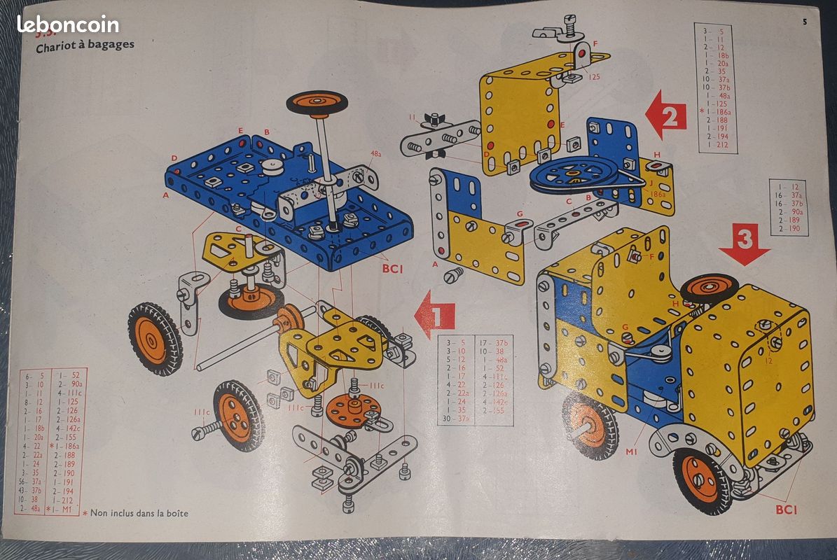 Meccano - Pièces Détachées Lot de 6 Boîtes Métal