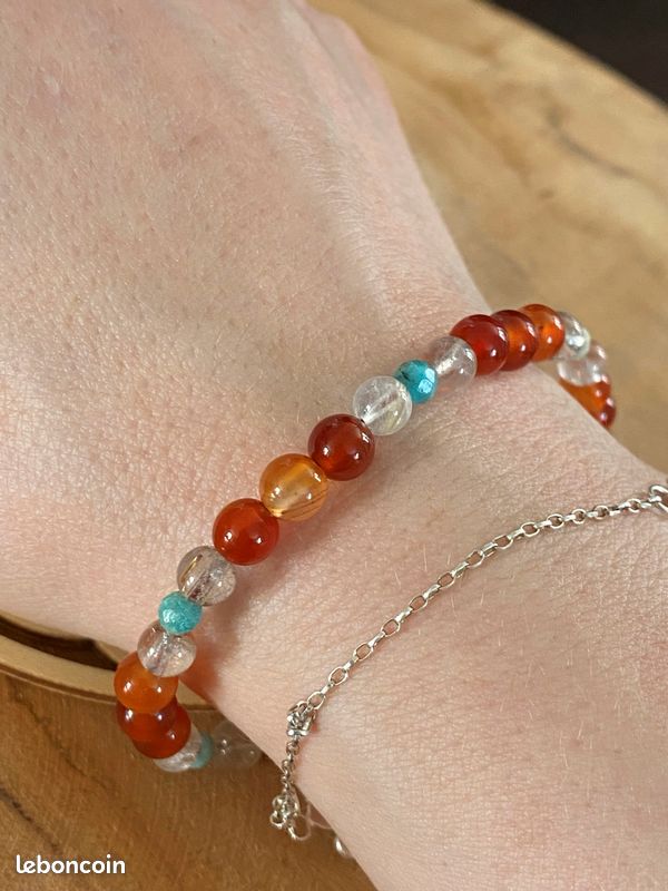 Bracelet de libération en cornaline et opale bleue (image 1)