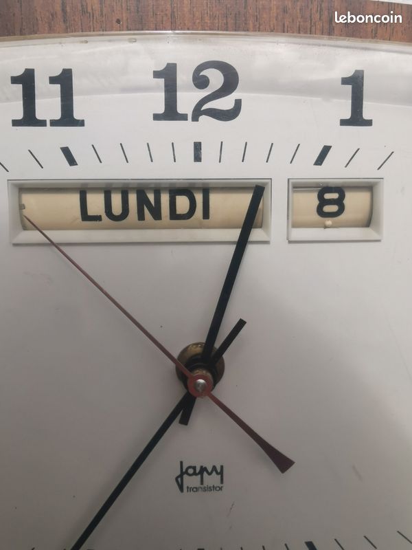 Horloge murale vintage Japy 276 Transistor – calendrier jour/date – années 70 (image 3)
