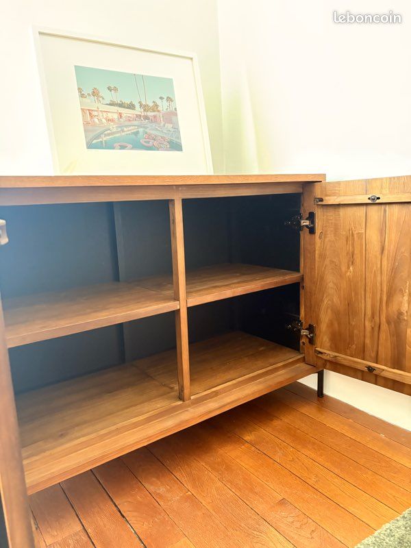 Enfilade en tek massif et piètement en métal (image 4)