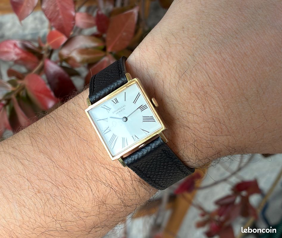 Bracelet De Montre Cuir Vintage Universal Genève - Bleu Marine, Largeur 22mm, Occasion