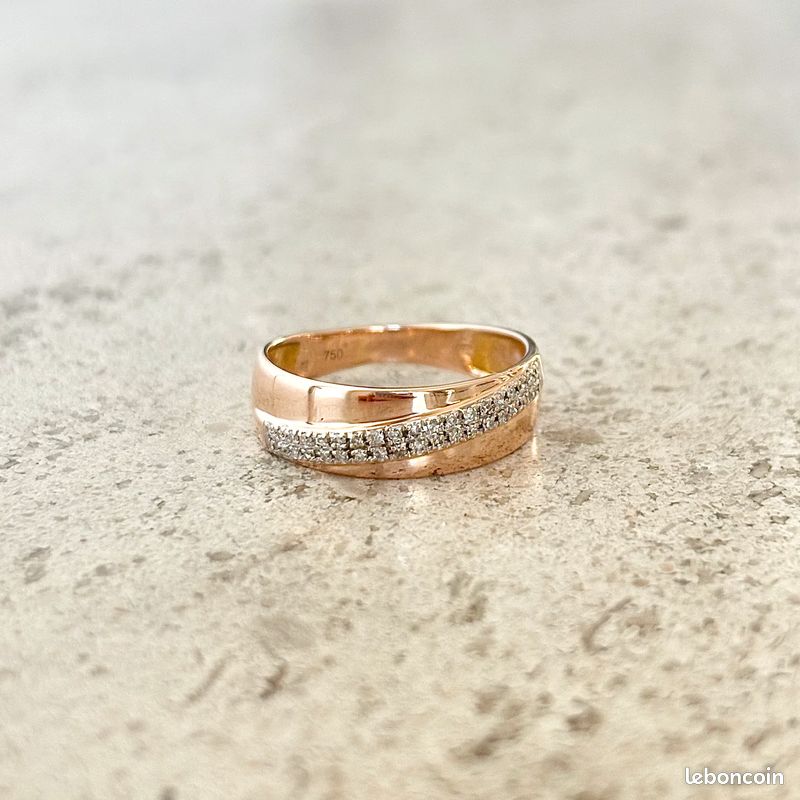 Bague Alliance Jonc - Or Rose 750 & Diamants (image 3)