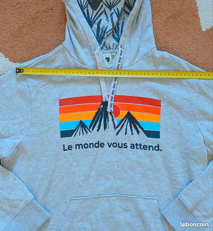 Sweat à capuche Ushuaïa "Le monde vous attend" | Taille L (image 4)