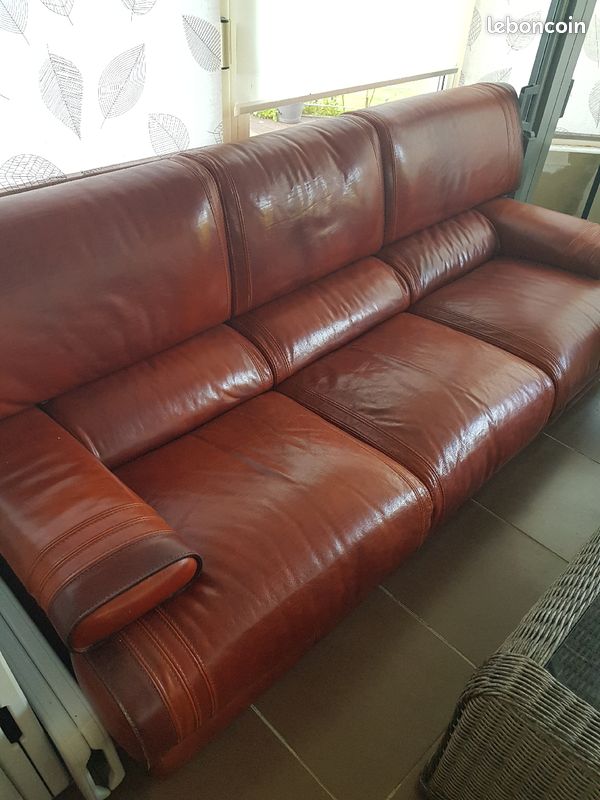 Canapé cuir et fauteuil (image 1)