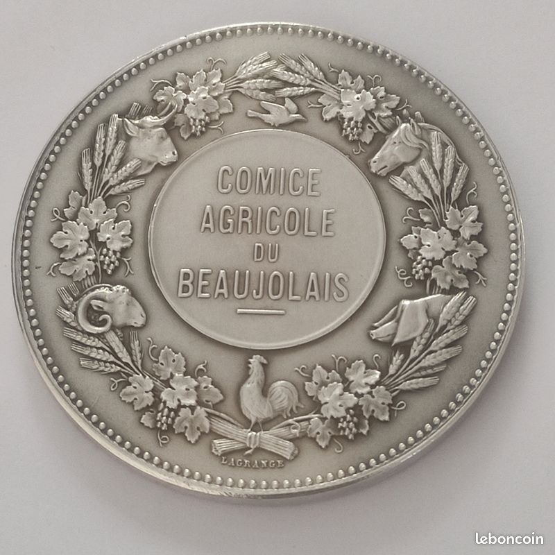 Médaille argent massif Société Industrielle de l' Est Travail ORIGINAL