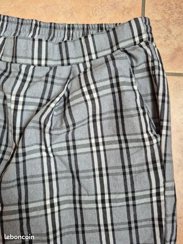 Pantalon Taille 4 Femme Vince Camuto – Gris À Carreaux – Jambes Larges – Élégant