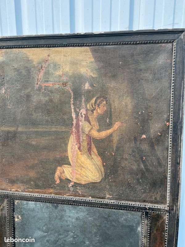 Grand Trumeau ancien – Scène Peinte Champêtre – (image 5)