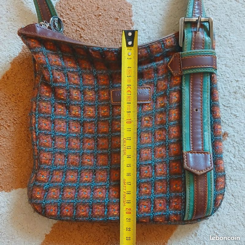 Sac Longchamp Vintage Authentique - Toile Tissée Marron & Bleu (image 15)