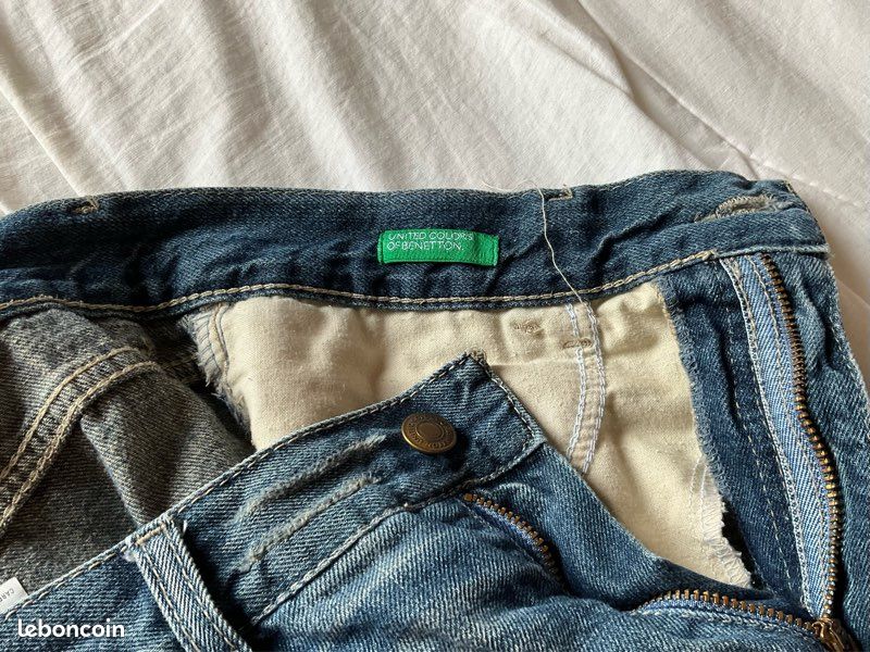 Jeans Taille Basse UNITED COLORS OF BENETTON Noir Taille 40 - Occasion Très Bon état, Coton élastique