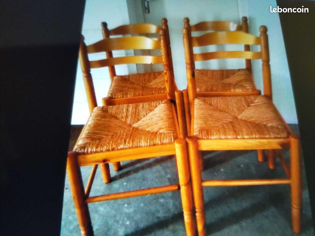 4 chaises paillees en pin clair naturel (image 1)