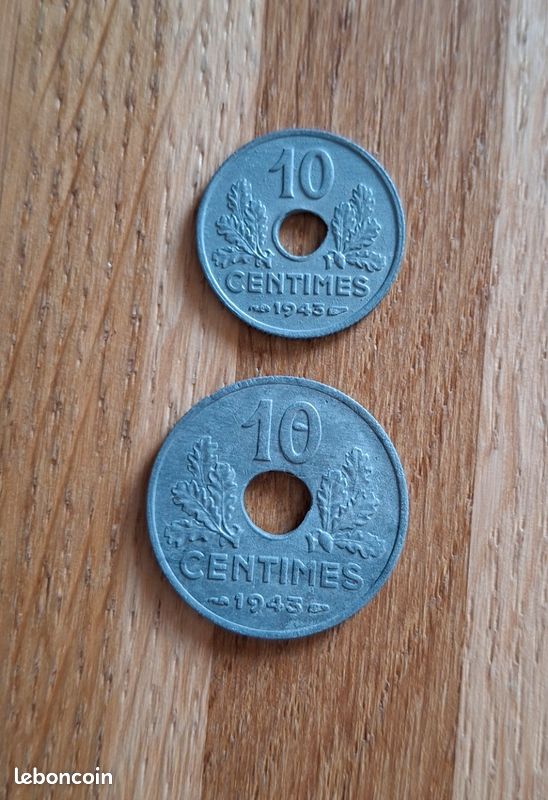 Lot 2 pièces de 10 centimes zinc (image 1)