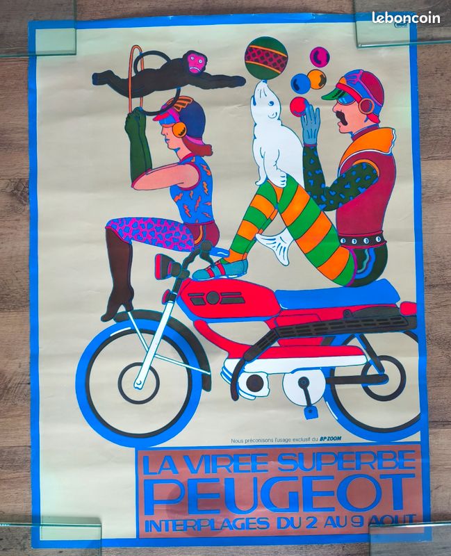 Cyclomoteur Peugeot TSA virée superbe inter plages 1976 affiche publicitaire (image 1)