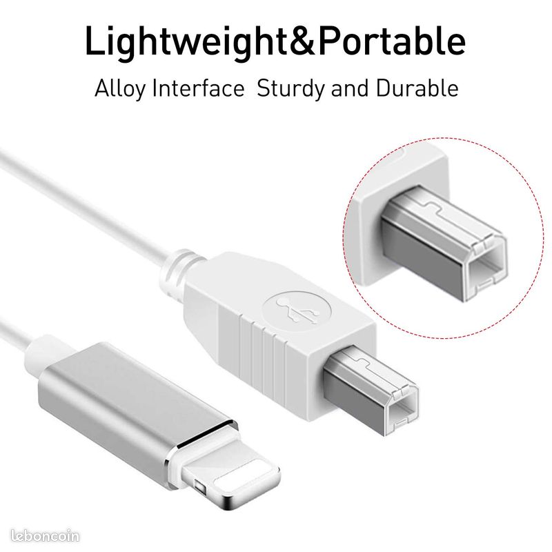 Adaptateur Midi Pour Iphone Câble MIDI 2 En 1 USB-C Vers USB-B - 1m - Pour IOS, Android, Claviers, Interfaces Audio - Blanc Controller Iphone