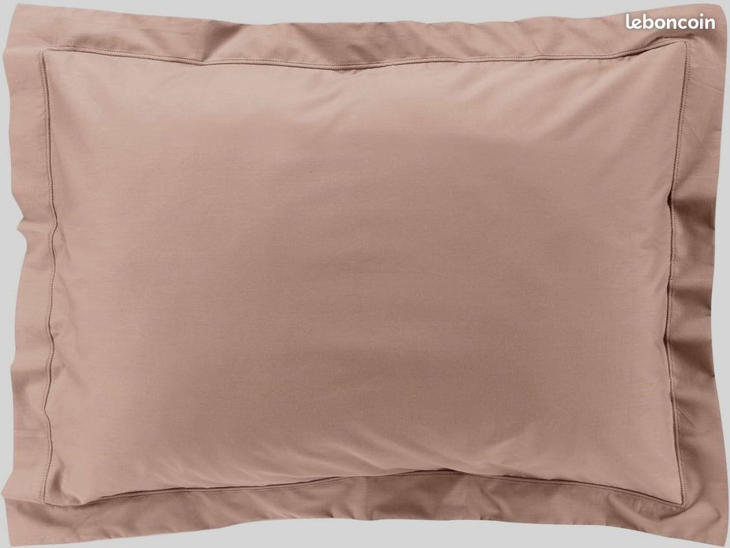 🌿🍀 Neuf/Lot 2 très Jolies Taies d'Oreiller rectangulaires-A Volant Plat finition Point bourdon- 50cm x 70cm-100 % Percale de Coton 78fil doux et soyeux -tissage très serré 78fils/cm2-Oeko Tex (image 9)