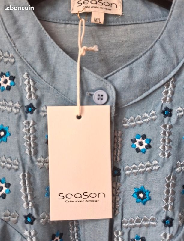 Jolie chemise brodée SEASON taille M/L (image 3)