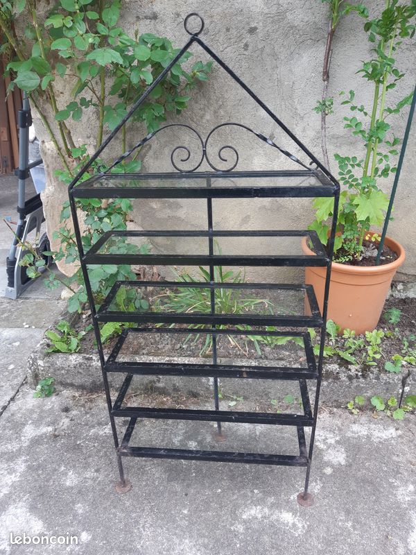 Etagère en fer forgé et verre à poser (image 1)