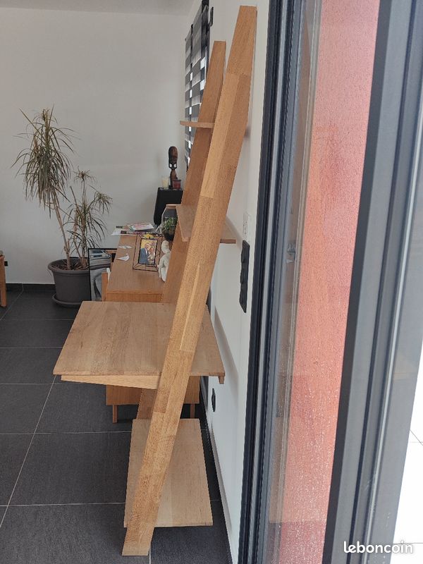 Étagère échelle bureau en chêne (image 1)