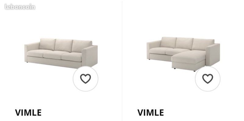 Housse IKEA VIMLE Pour Canapé 3 Places Avec Recamière Et Larges Accoudoirs - Hillared Beige - NEUVE Sous Emballage