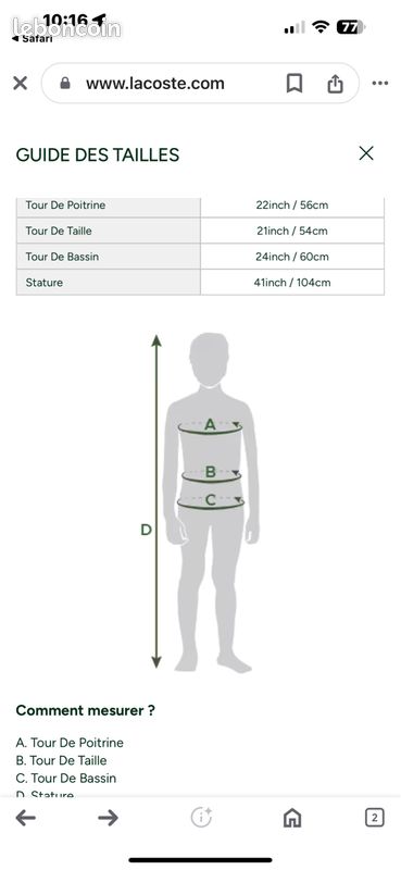 Guide Des Tailles Lacoste Guide Taille Taille Logo Lacoste Guide