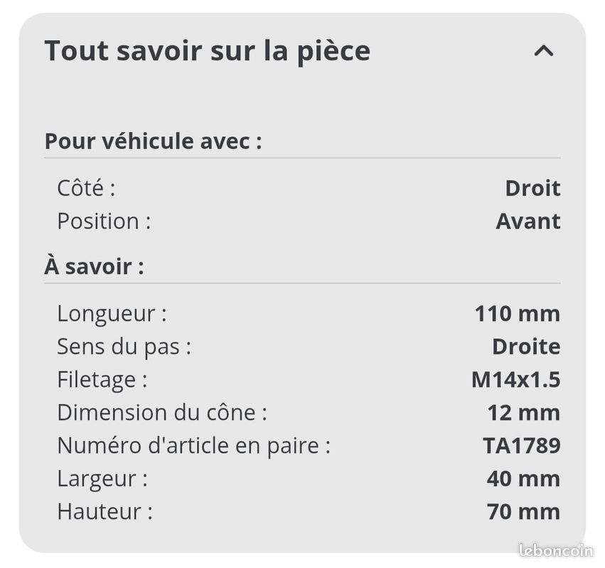Rotule de direction twingo droit (image 2)