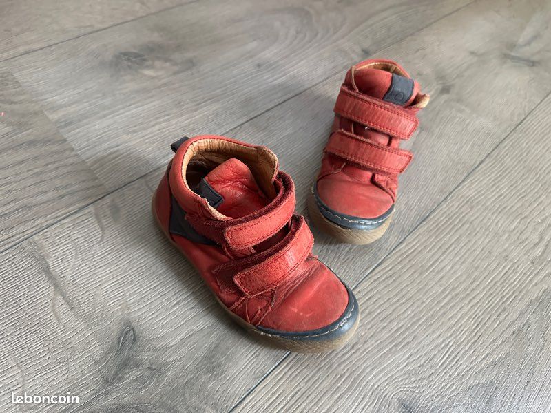 Chaussures montantes scratchs Norvik cuir rouge – 27 (image 2)
