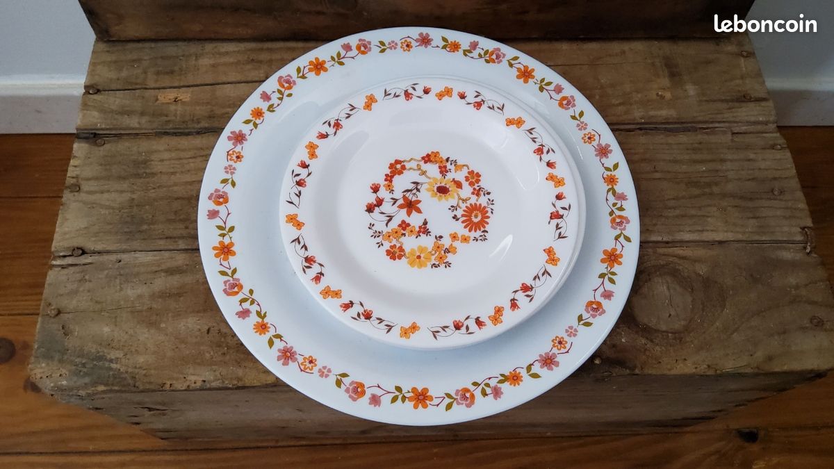 Assiette creuse Arcopal vintage, Lotus années 70 | Selency