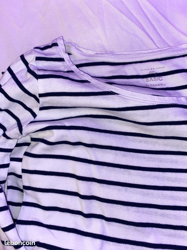 T shirt manche longue marinière (image 2)