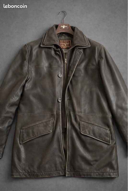 Veste En Cuir Vintage MARLBORO CLASSICS - Peau D'agneau - Taille 2XL Homme - Occasion Très Bon état