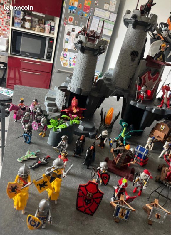 Gros Lot Playmobil Vintage - La Citadelle Du Dragon Rouge 4835 + Additifs
