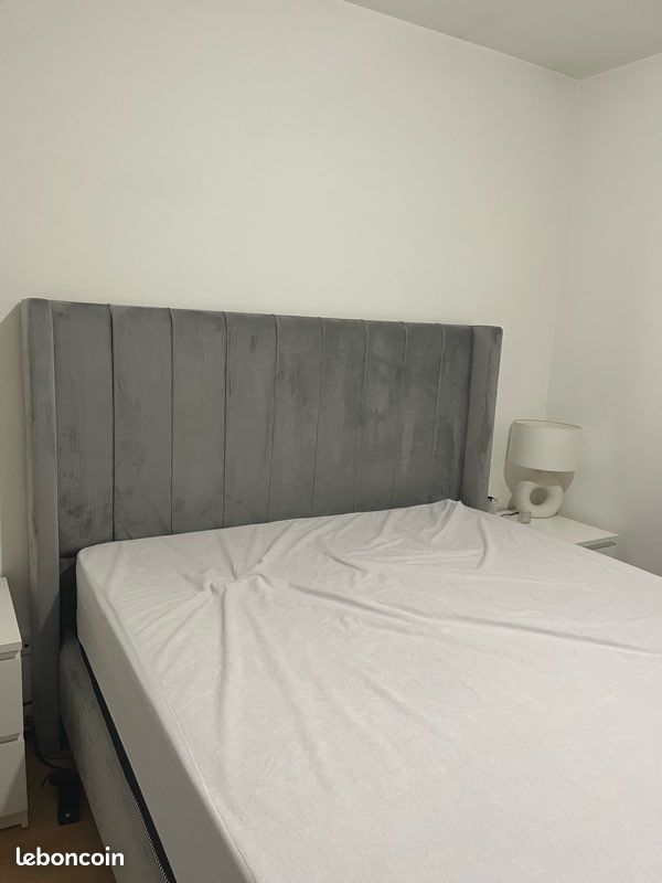 Lit coffre 160x200 gris velours (image 2)