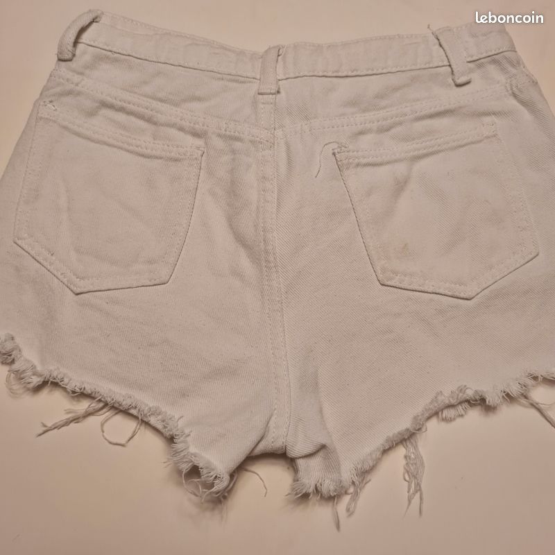 Short Jean Femme Junior - Taille 28 - Couleur Blanc - Occasion Très Bon état