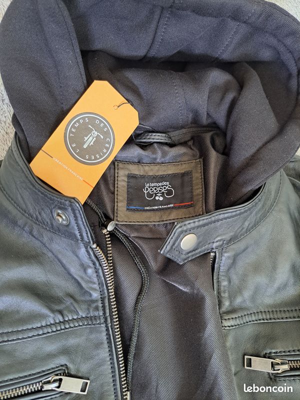 Veste en cuir véritable Le temps des cerises neuve étiquette (image 2)