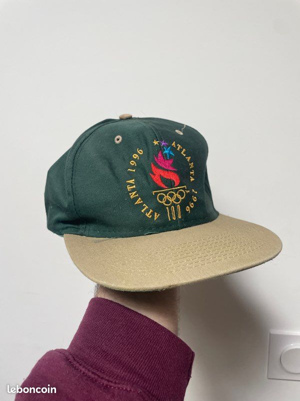 Casquette Visière Atlanta 1996 - Tissu éponge Blanc, Vintage USA