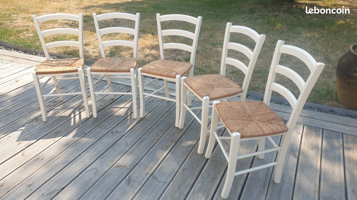 5 chaises de cuisine blanches (image 1)