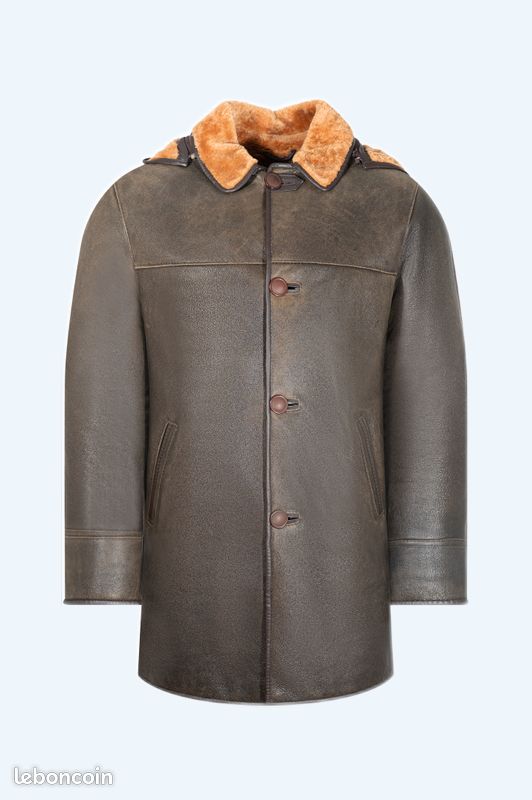 Veste homme cuir peau lainée (mouton retourné) 100% véritable