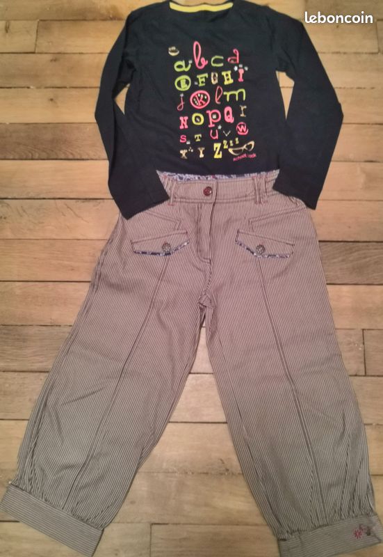 Ens 2 p pantalon 3/4 Sergent Major et teeshirt ML gémo 10ans (image 1)