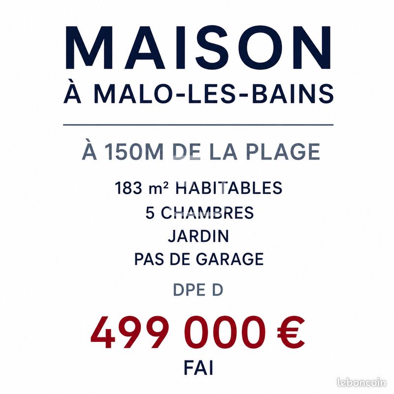 Maison 6 pièces 190 m² · à Dunkerque · 190 m² · 499 000 €