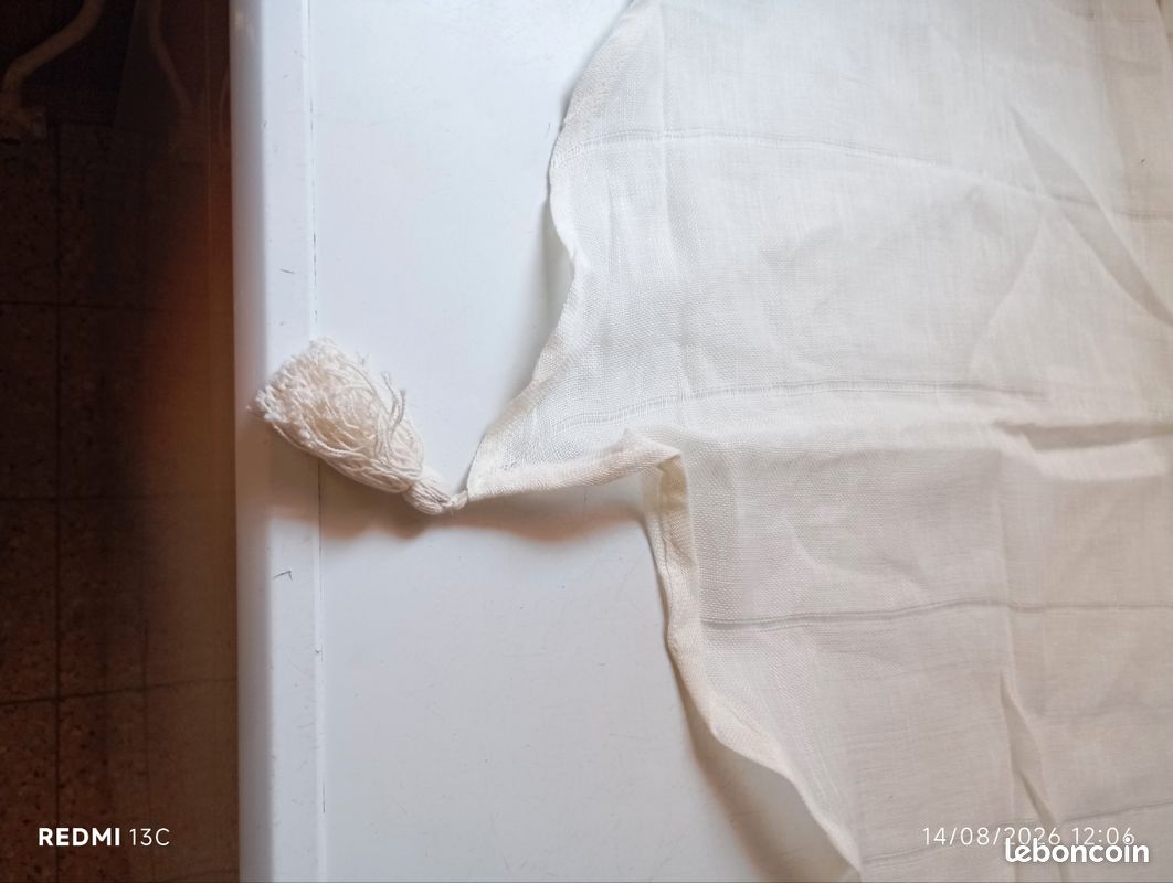 Jolie paire de voilage 60×120 coloris crème (image 2)