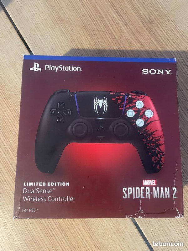 Manette PS5 Dualsense Spider-Man Custom Noire - Neuve Ouverte Pour Customisation | Compatible PS5/PS4