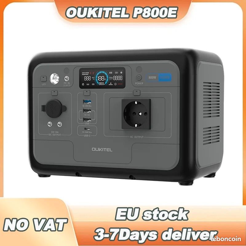 Station d'alimentation portable OUKITEL P800E, générateur solaire 800W, batterie Lifepo4 512Wh, alimentation de secours pour la maison, camping en plein air, alimentation mobile Livraison Gratuit (image 1)