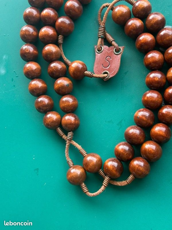 Grand rosaire ou chapelet de moine bois et cuir (image 5)