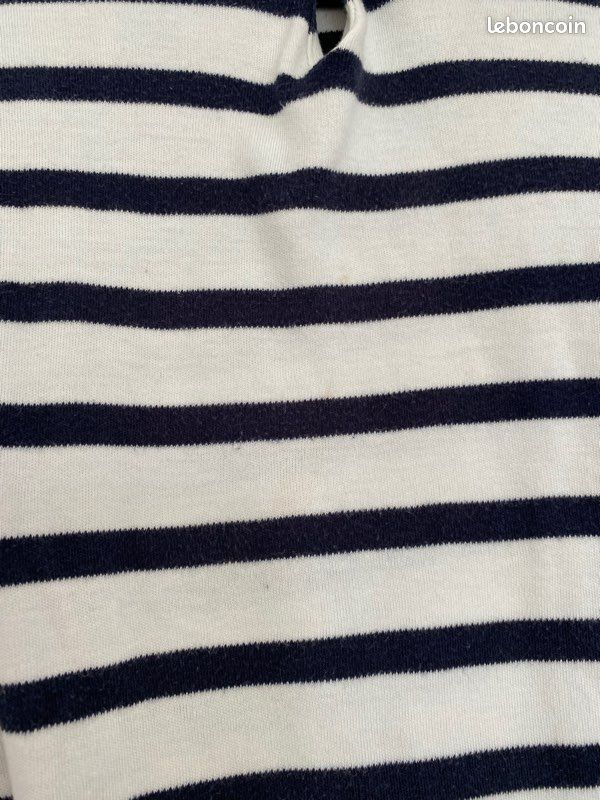 Tee shirt à manches longues sweat pull marinière bleu marine (image 9)