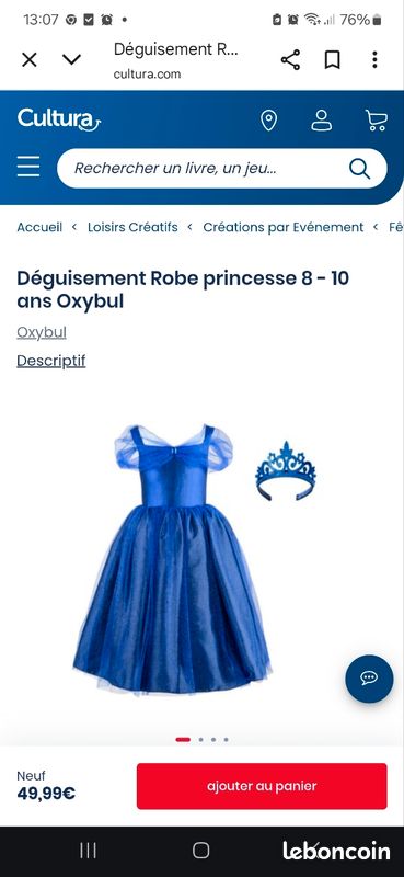 Déguisement princesse 8-10 ans Oxybul Vêtements