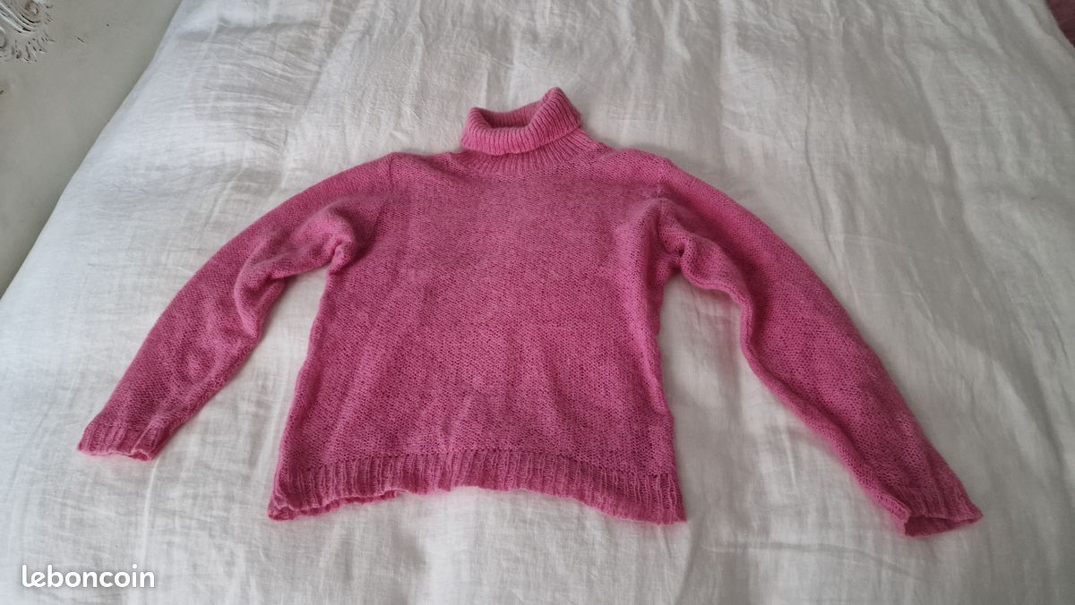 Pull ENVII Taille L En Laine Et Mohair - Couleur Rose/gris - Occasion En Très Bon état - Pour Femme