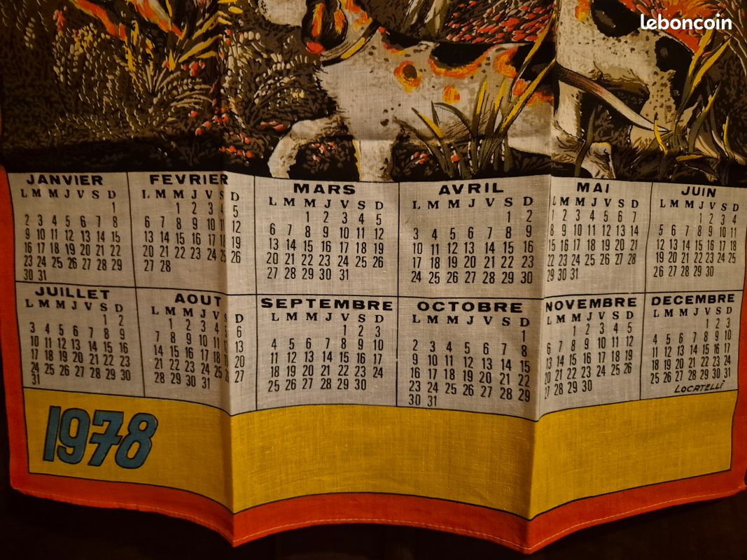 🎂Torchon Calendrier - 1978🎂 (image 4)