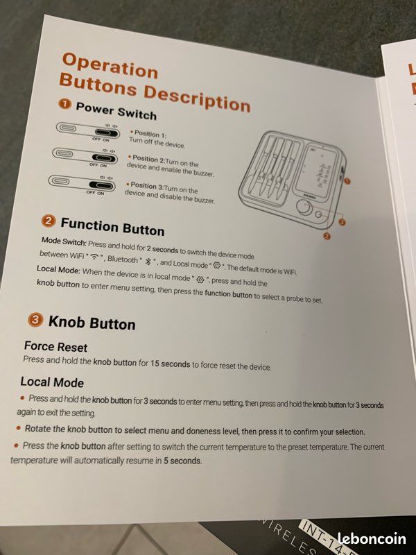 Thermomètre à Viande Sans Fil Inkbird – 4 Sondes – WiFi & Bluetooth – Neuf