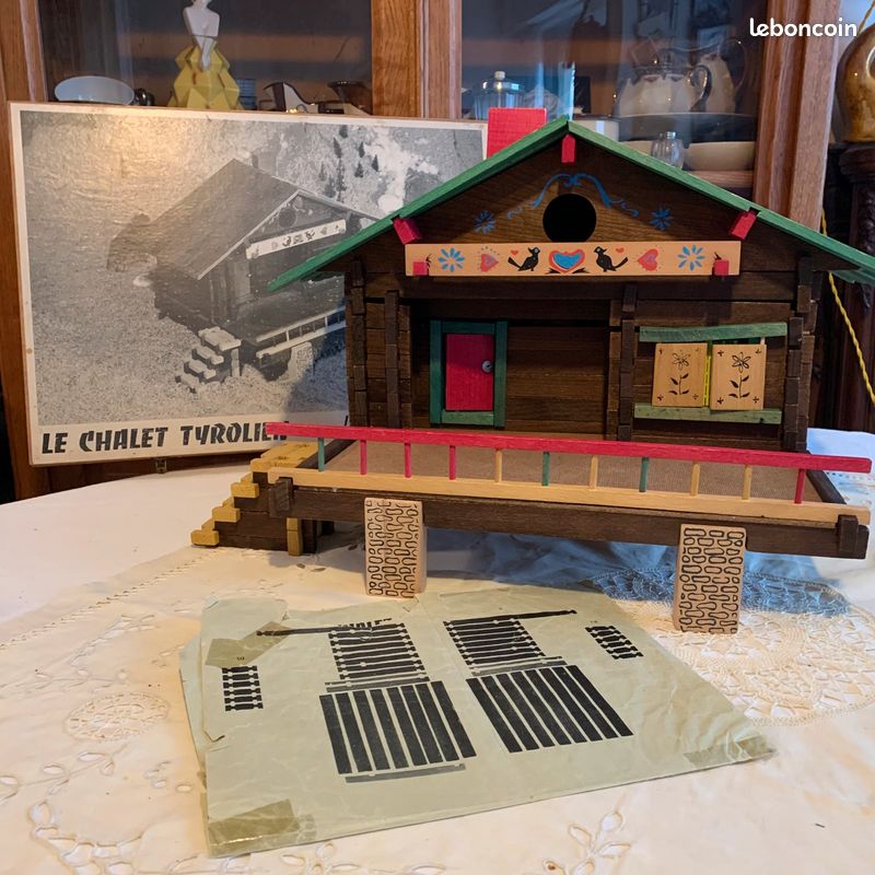 Jeu De Construction Vintage En Bois Garnier Cornil N°1504 - Chalet - Occasion - Collection
