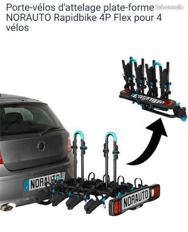 Porte-vélos d'attelage NORAUTO Rapidbike 4P Flex, vélos