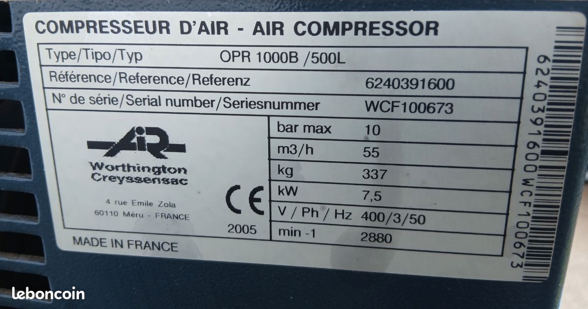 Compresseur d'air à vis Worthington Creyssensac (image 3)